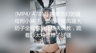 [MP4/ 478M] 带着舌钉的骚母狗小姨子，颜值不错风骚大奶子全程露脸让姐夫调教，跪着舔大鸡巴样子好骚