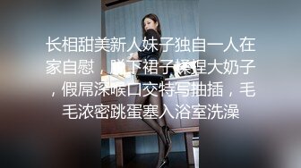 长相甜美新人妹子独自一人在家自慰，脱下裙子揉捏大奶子，假屌深喉口交特写抽插，毛毛浓密跳蛋塞入浴室洗澡